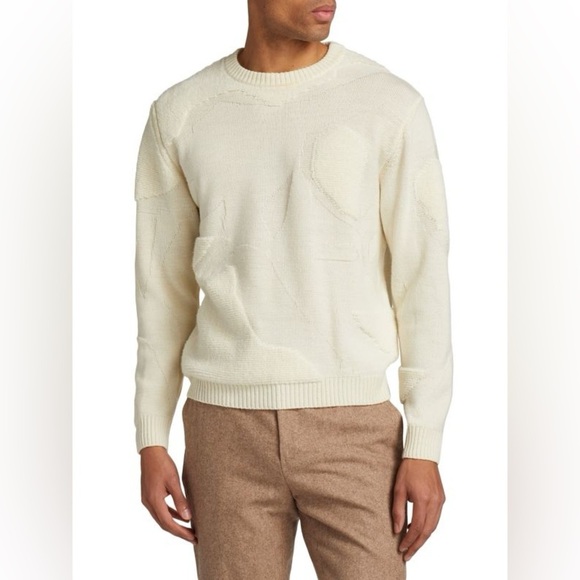 Saks Fifth Avenue Cream Crewneck Sweater Timeless Design - Picture 1 of 14